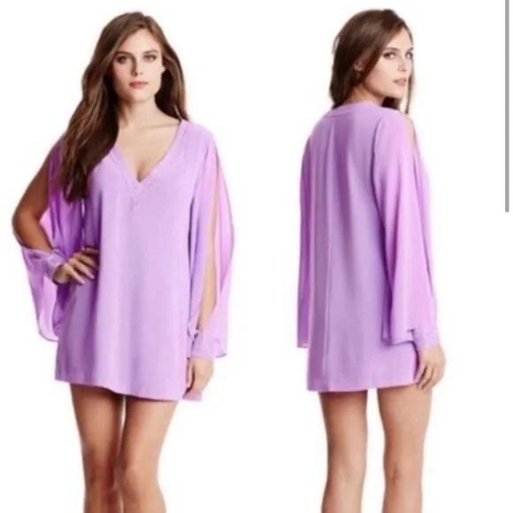 Marciano Lavender V-Neck Dress with Split Sleeves - Size S - Picture 3 of 7